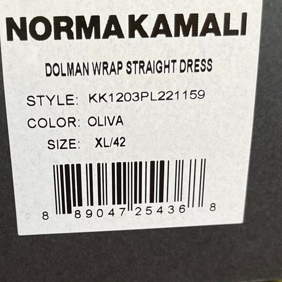 Norma Kamali Green Oliva Dolman Wrap Straight Dress Sz Xl/42 - Picture 7 of 13